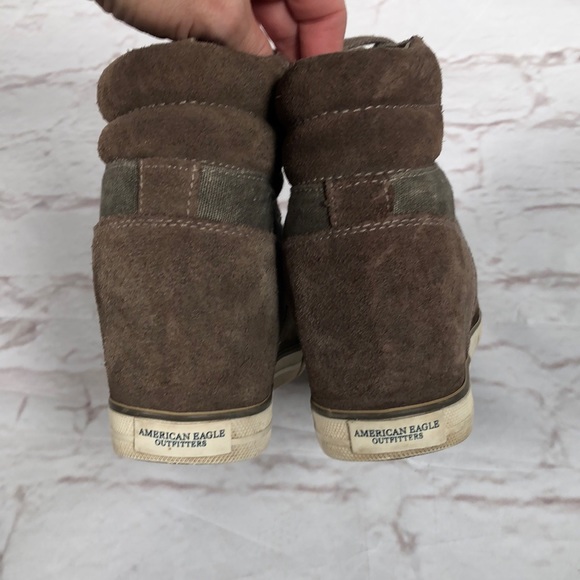 American Eagle Outfitters high top wedge sneakers. Green gray color. Size 9 - Picture 5 of 8